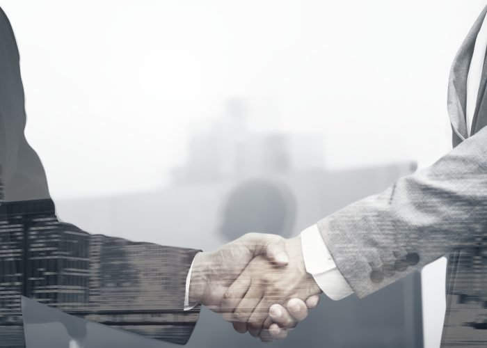 Business partners handshake international corporate